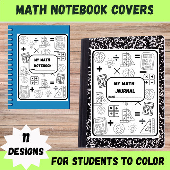 Preview of Math Journal Covers/ Math Notebook Covers COLORING SHEETS