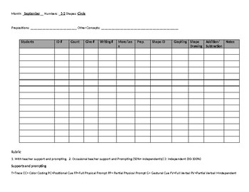 Preview of Math Journal Data Sheet- September