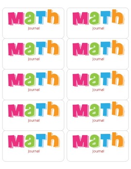 Preview of Math Journal Labels