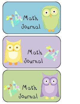 Preview of Math Journal Owl Labels - 3 Colors