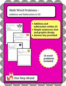 Preview of Math Word Problems - Adding and Subtracting up to 20