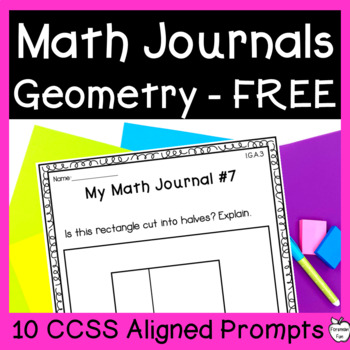 Preview of Math Journal Prompts - 1st Grade Geometry - 2D Shapes, 3D Shapes, Fractions