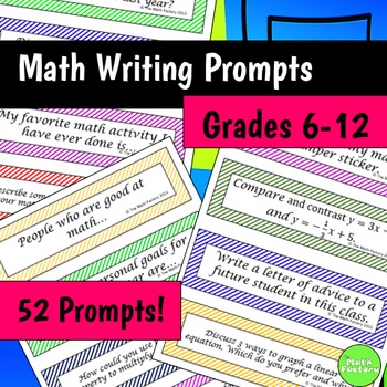 Preview of Math Journal Prompts 6th - 12th Grade - Great for Interactive Notebooks!