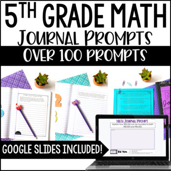 Preview of 5th Grade Math Journal | Math Writing Prompts - Printable and Digital