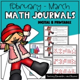 Digital Kindergarten Math Journal Prompts for February & M