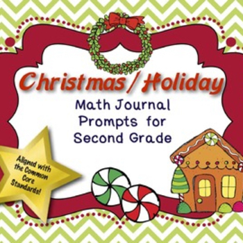 Preview of 2nd Grade Math Journal Prompts Christmas