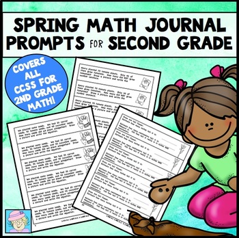 Preview of Spring Math Journal Prompts for Second Grade | 2nd Grade Math Journal Prompts