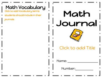 Preview of Math Journal Template- Editable