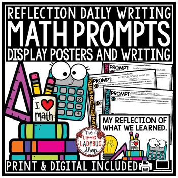 Preview of Math Journal Writing Prompts Posters Math Exit Tickets Fast Finisher Activities