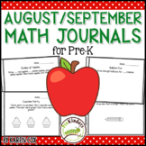 Math Journals: AUGUST/ SEPTEMBER Preschool Kindergarten Pr