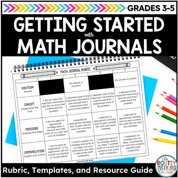 Preview of Math Journals Resource Guide: Math Journal Cover, Rubric, and Printables
