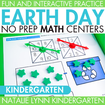 Preview of Earth Day No Prep Math Center Mats Kindergarten Math Centers for April