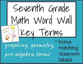 Preview of Math Key Terms- 7th Grade Geometry, Graphing, Pre-Algebra