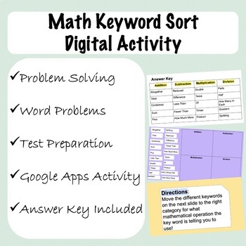 Preview of Math Key Word Sort Digital Activity