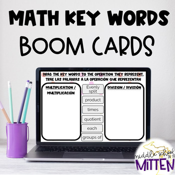 Preview of Math Key Words Bilingual Boom Cards