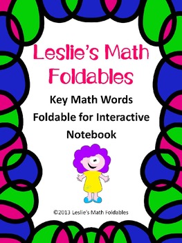 Preview of Math Key Words Foldable for Interactive Notebooks