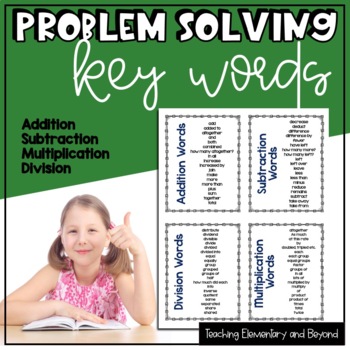 Preview of Math Word Problems Key Words Lists Posters