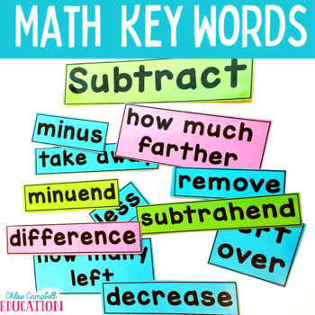 Math Key Words For Addition Subtraction Multiplication And Division Worksheets Teaching Resources Tpt