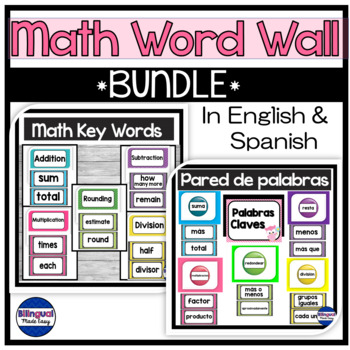 Preview of Math Key Words Word Wall Bulletin Board Pared de Palabras