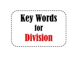 Math Key Words for Division