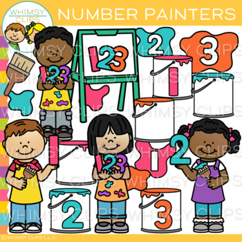 Kids Math Number Painters Clip Art by Whimsy Clips | TpT
