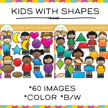 Preview of 2D Shapes Clip Art with Kids