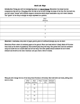 Preview of Math Lab: Slope