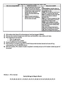 Preview of Math Lab: Stem and Leaf Plots