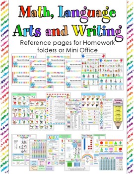 Preview of Math, Language Arts, Writing: Reference pages for Homework folders/ Mini Offices