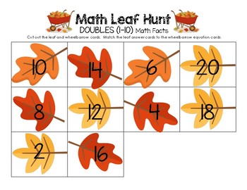 Math Leaf Hunt - DOUBLES (1-10) Math Facts