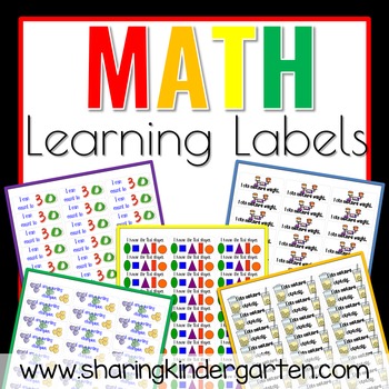 Preview of Math Learning Labels- Kindergarten (Word Doc)