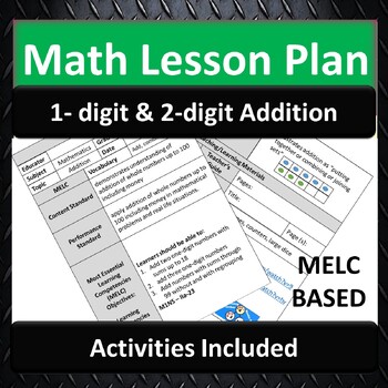 Preview of Math Lesson Plan 1 and 2 Digit Addition with Regrouping 