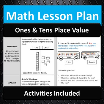 Preview of Math Lesson Plan Place Value Ones and Tens