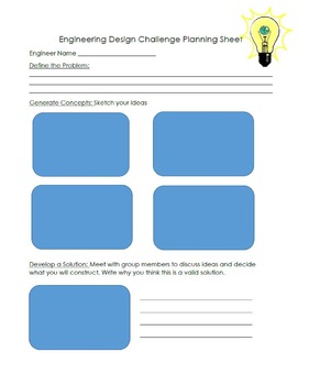Preview of Engineering Design Challenge Planning Sheet