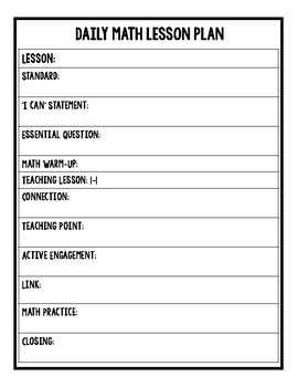 Math Lesson Plan Templates by Cheezy Solutions to Lesson Planning