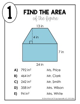 Area of Composite Figures Math Lib by All Things Algebra | TpT