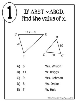 Similar Triangles and Proportional Parts Math Lib by All Things Algebra