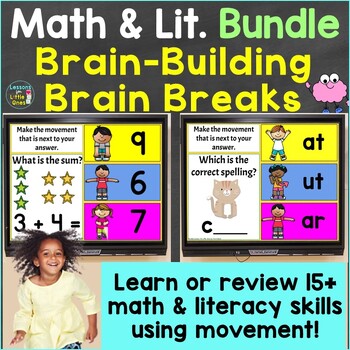 Preview of Math & Literacy Activities with Brain Breaks, Movement Bundle Google, PowerPoint