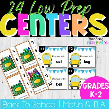 Preview of Math & Literacy Centers | 1st Grade | Low-Prep Activities | Back To School