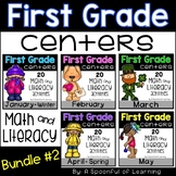 Math & Literacy Centers BUNDLE #2 - First Grade | Distance