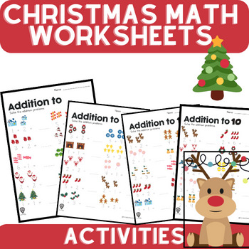 Preview of Math Literacy Centers Worksheets Activities Christmas December
