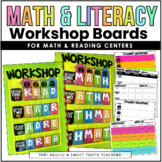 Math & Literacy Workshop Boards | EDITABLE | Math Centers 