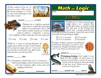 Preview of Math & Logic - Grade 4 Addition Word Problems - FREE