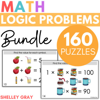 Preview of Math Logic Problems Bundle, Problem-Solving and Critical Thinking, Math Station