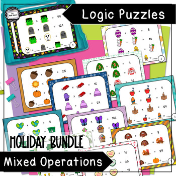 Math Logic Puzzle Brain Teaser Holiday Bundle Mixed Operations for the Year