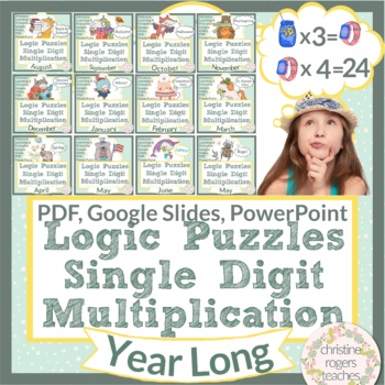 Preview of Math Logic Puzzle Multiplication Enrichment Year Long 144 Puzzles