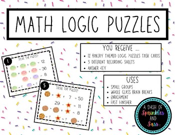 Preview of Math Logic Puzzles - Bakery Theme