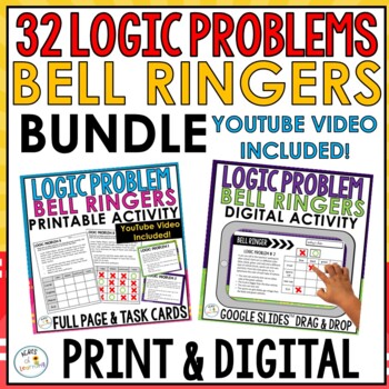 Preview of Math Logic Puzzles Bundle | Brain Teaser Bell Ringers