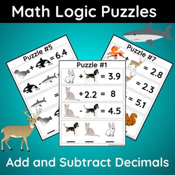 Preview of Math Logic Puzzles, Decimal Problems, Brain Teasers for Gifted and Talented