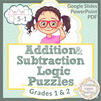 Preview of Math Logic Puzzles Enrichment 1st Grade and 2nd Grade 80 Puzzles